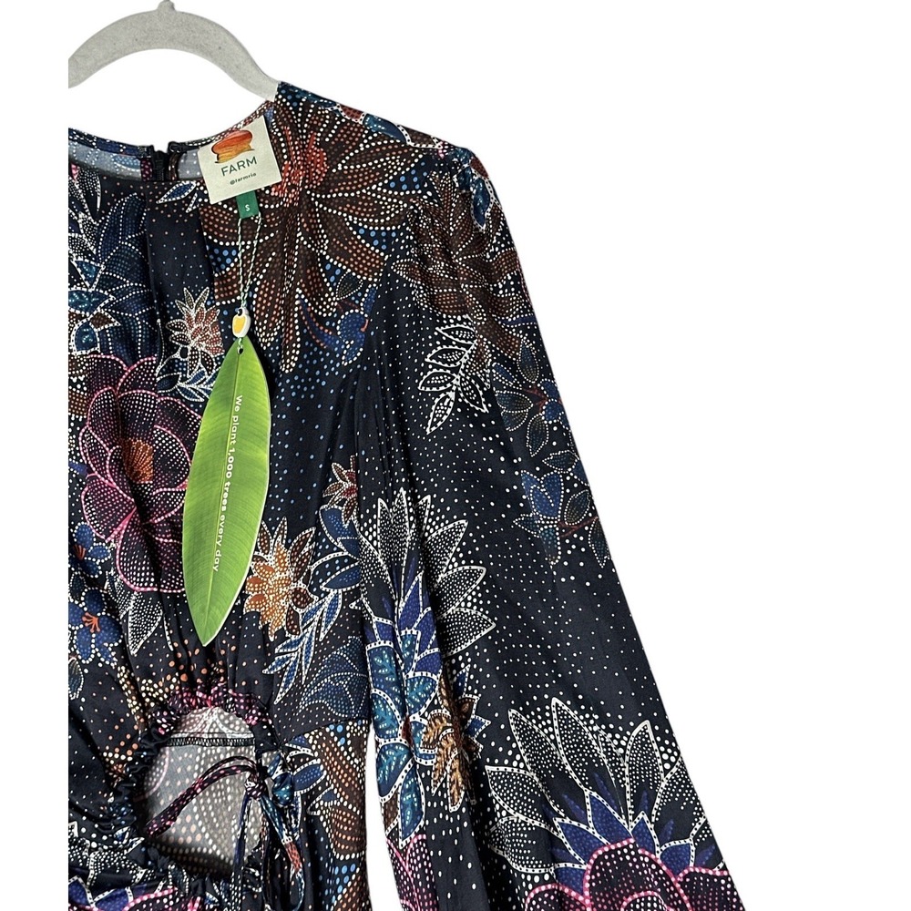 NEW Farm Rio Mine Dress Women's Small floral-mini Long Sleeve Coquette Formal - Picture 11 of 14